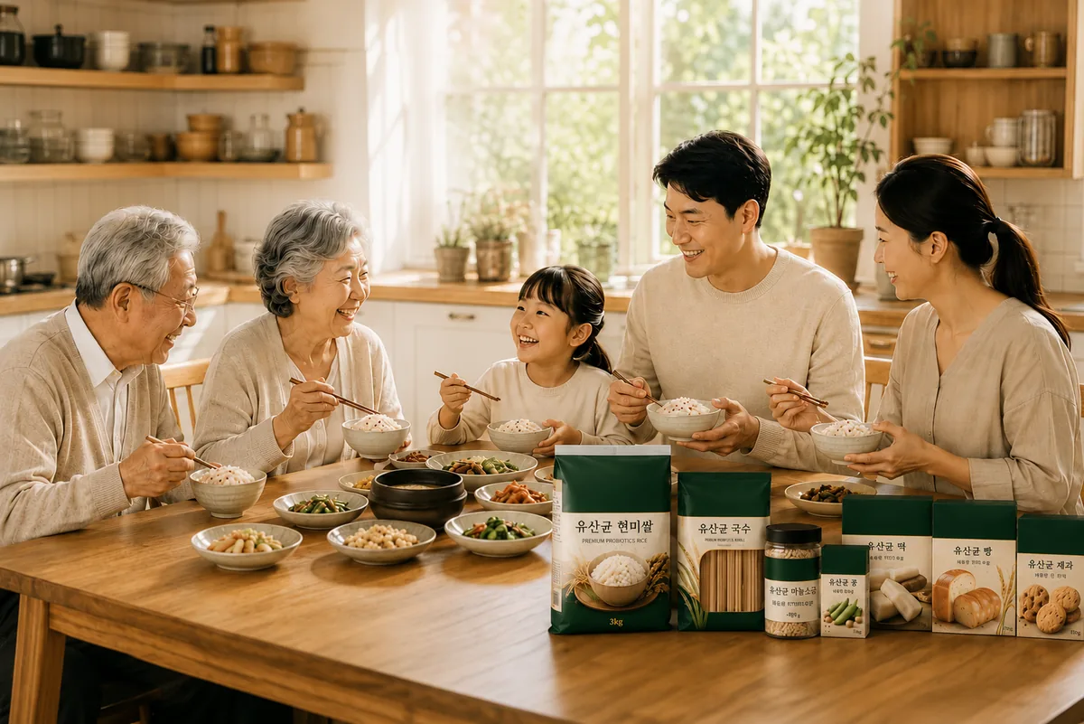 온 가족이 함께 식사하는 모습